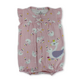 Baby Girls Cotton Romper – Pink with Goose Embroidery