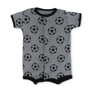 Baby Boys Cotton Romper – Grey with Ball Embroidery