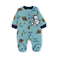 Baby Boys Velvet Baby Footie – Mint with Teddy Bear Embroidery