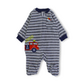 Baby Boys Velvet Baby Footie – Striped Grey