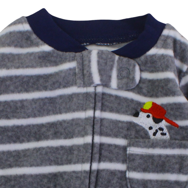 Baby Boys Velvet Baby Footie – Striped Grey
