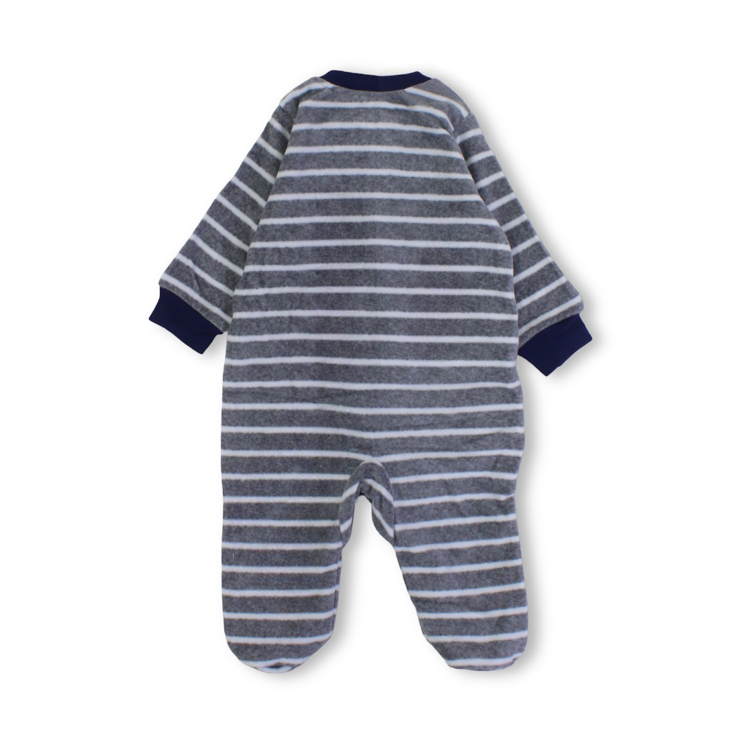 Baby Boys Velvet Baby Footie – Striped Grey