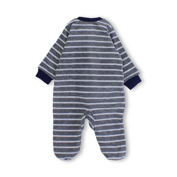 Baby Boys Velvet Baby Footie – Striped Grey