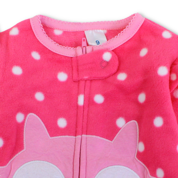 Baby Girls Velvet Footless Onesie – Fuchsia with Fox Print