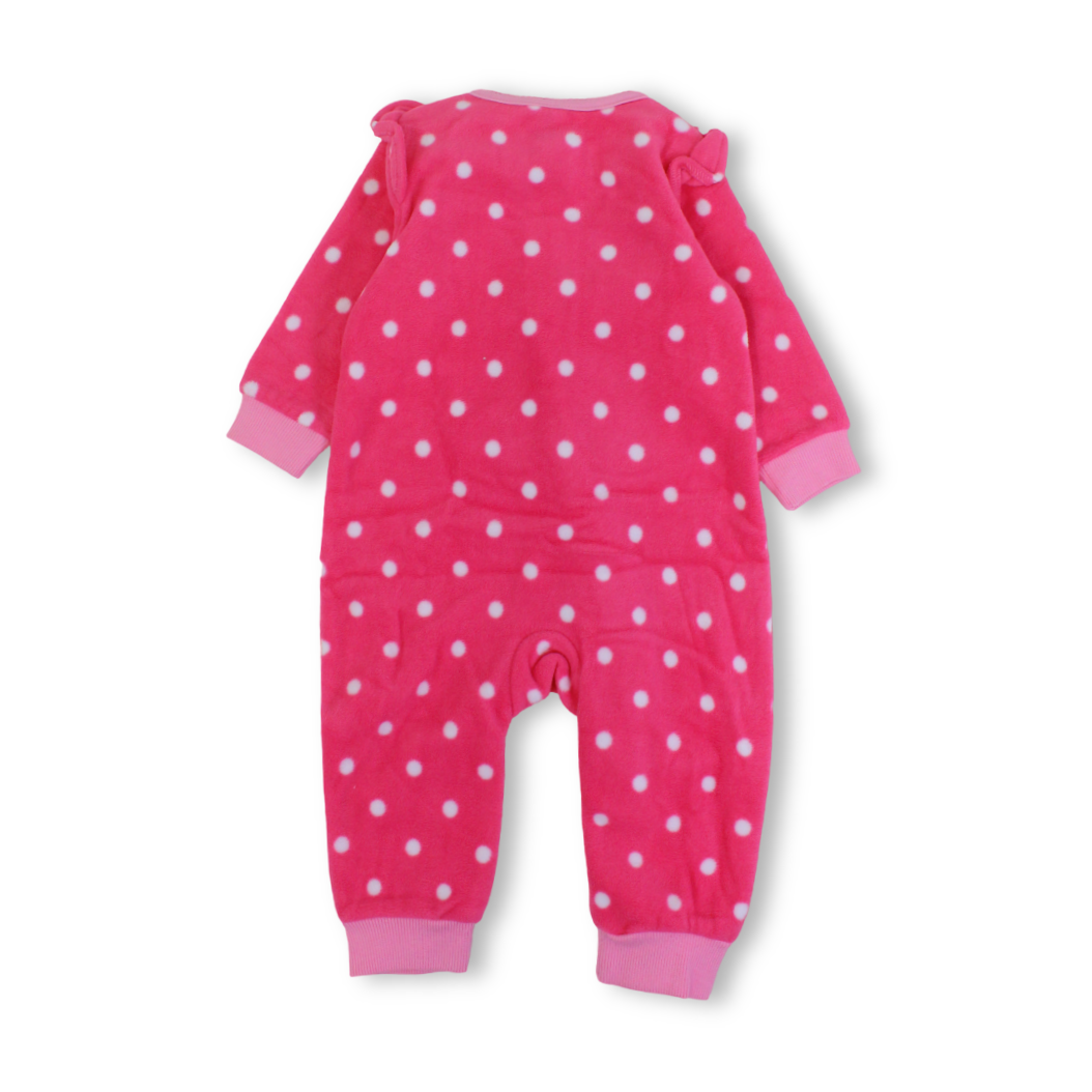 Baby Girls Velvet Footless Onesie – Fuchsia with Fox Print