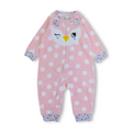Baby Girls Velvet Footless Onesie – Pink with Owl Design