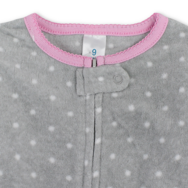 Baby Girls Velvet Footless Onesie – Grey with Floral Bouquet Embroidery