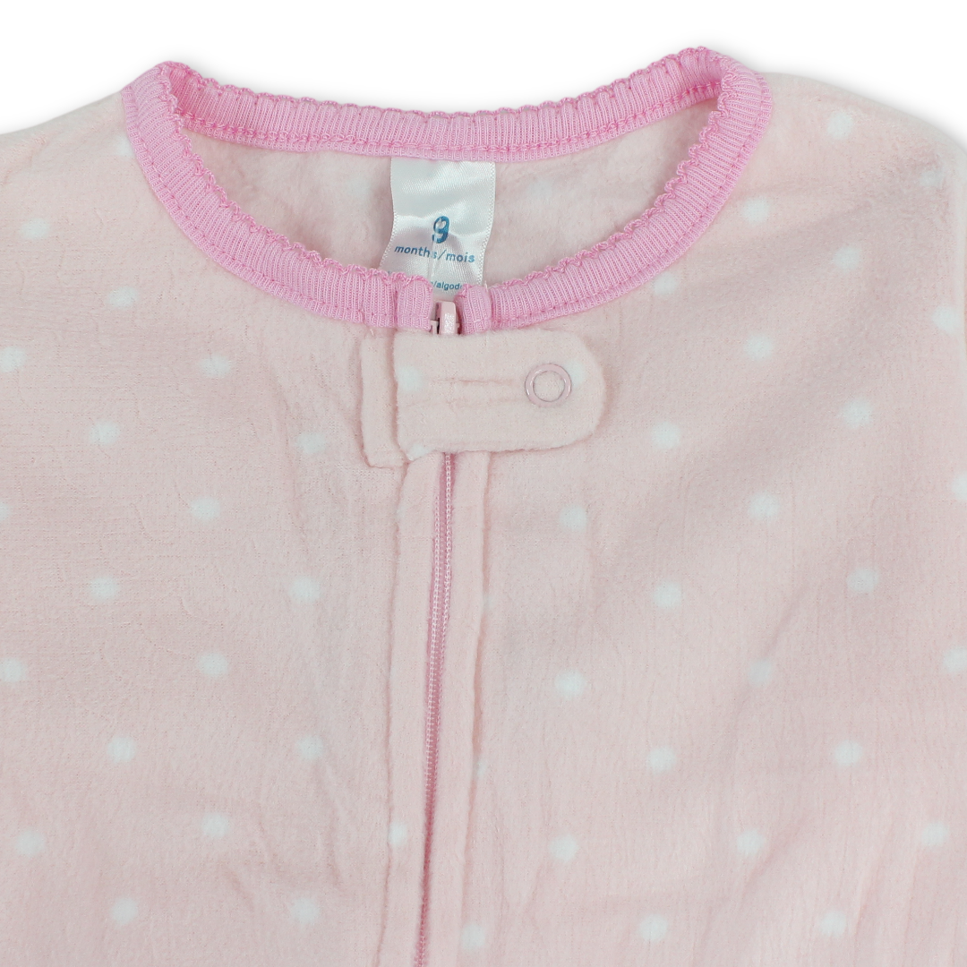 Baby Girls Velvet Footless Onesie – Pink with Bunny Holding Bouquet of Flowers Embroidery