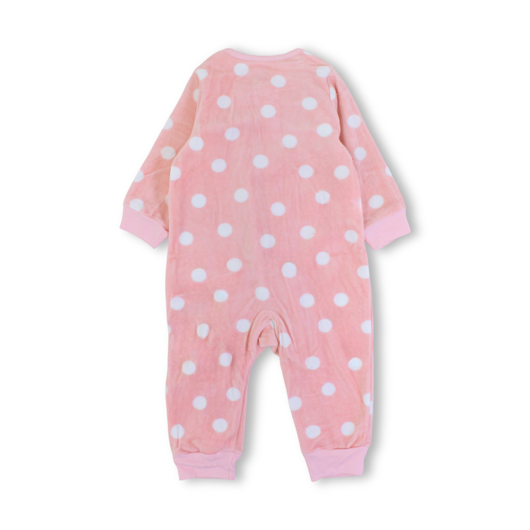 Baby Girls Velvet Footless Onesie – Pink with Unicorn Design