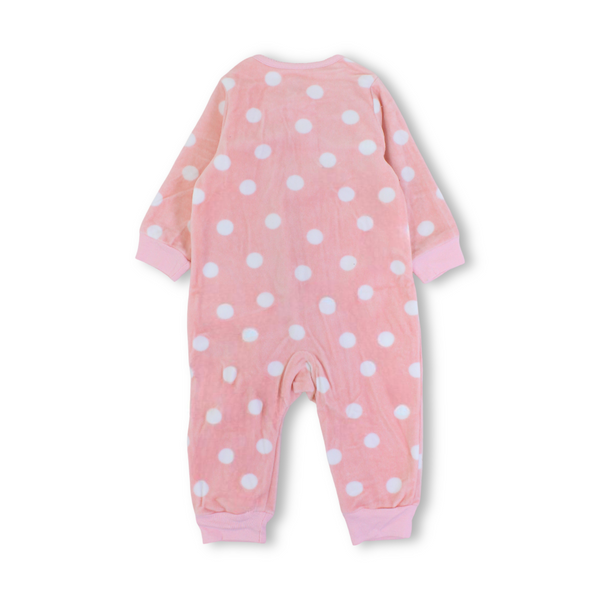 Baby Girls Velvet Footless Onesie – Pink with Unicorn Design