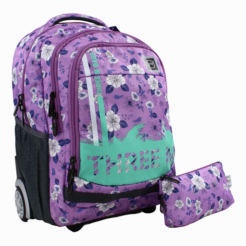 Purple School Set – 20 Inches (Trolley Bag + Pencil case)