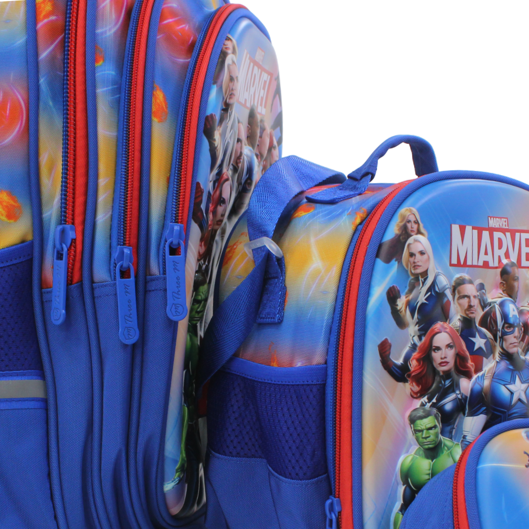 طقم مستلزمات مدرسية مارفل من 3M، 18 إنش – أزرق بطبعة مارفل أفنجرز