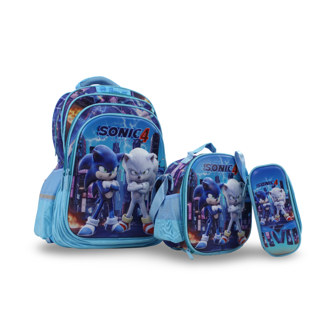 3M Sonic School Set 18 Inches – Baby Blue with Backpack, Lunch Bag & Pencil Case