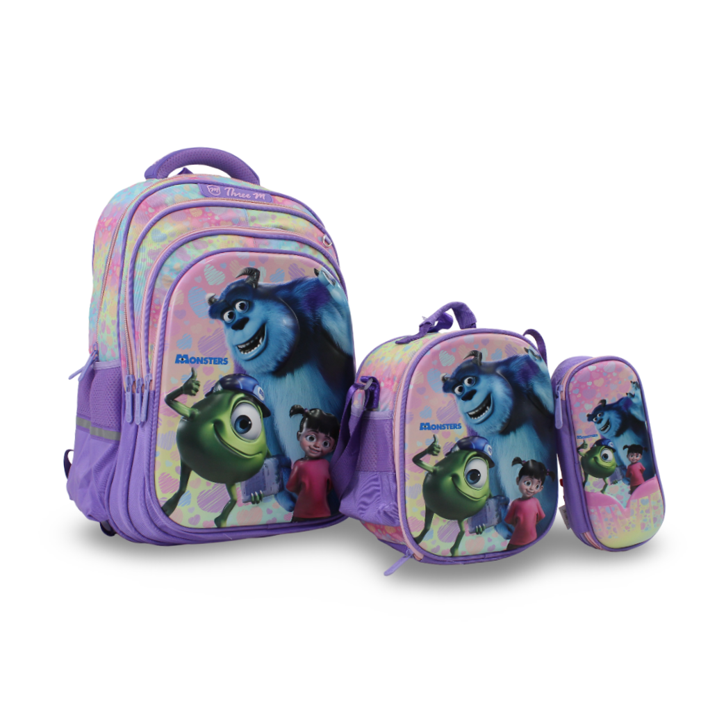 3M Monsters School Set 18 Inches – Purple with Backpack, Lunch Bag & Pencil Case