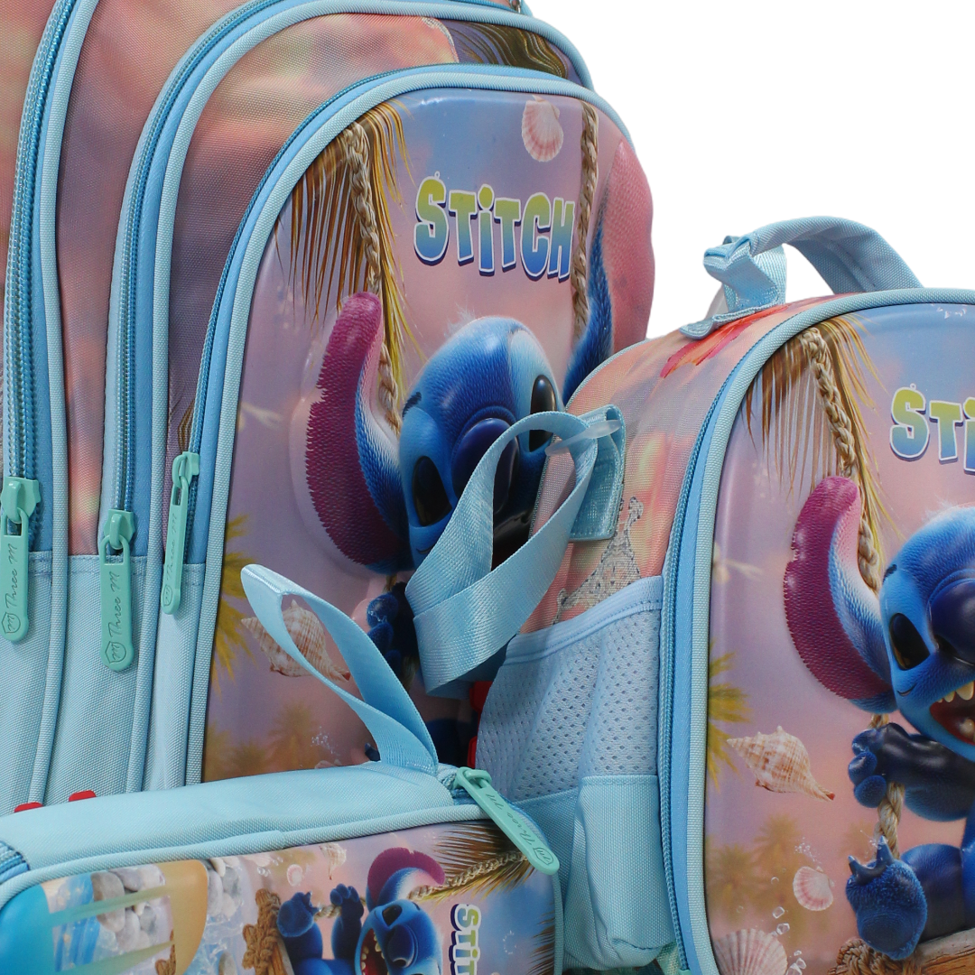 3M Stitch School Set 18 Inches – Aqua with Backpack, Lunch Bag & Pencil Case