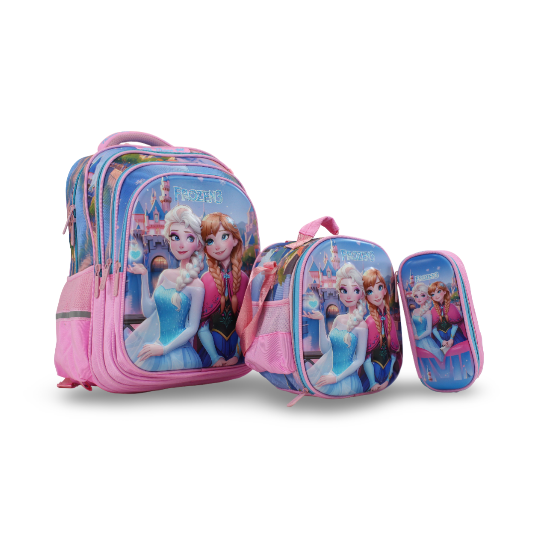 3M Elsa & Anna School Set 18 Inches – Pink with Backpack, Lunch Bag & Pencil Case