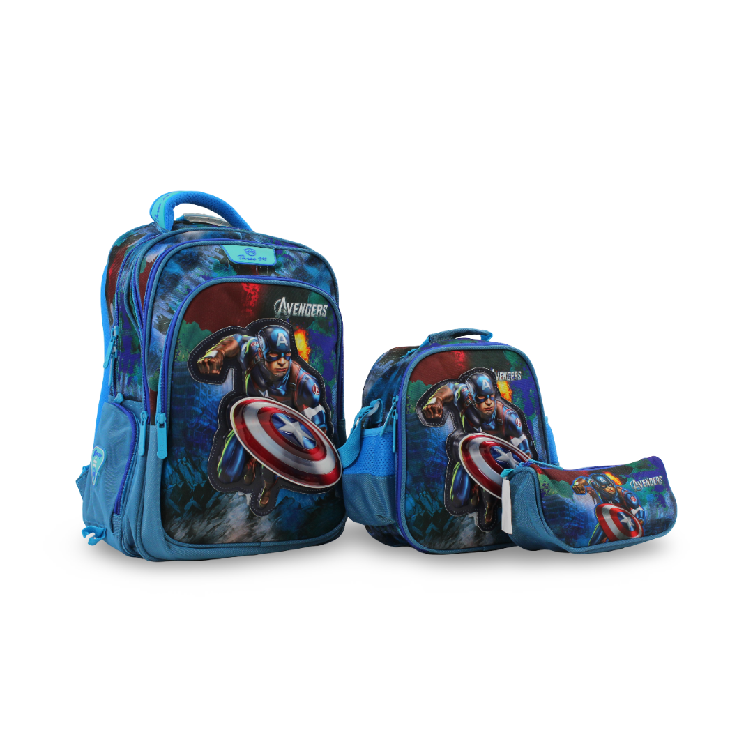 3M Avengers School Set 18 Inches – Turquoise with Backpack, Lunch Bag & Pencil Case