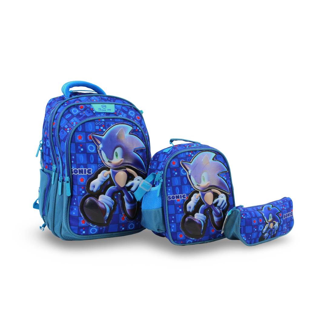3M Sonic School Set 18 Inches – Turquoise & Blue with Backpack, Lunch Bag & Pencil Case