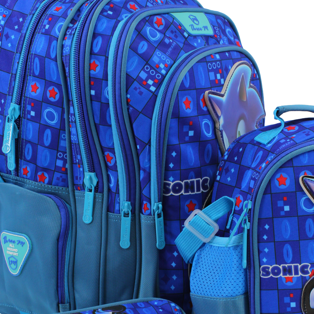 3M Sonic School Set 18 Inches – Turquoise & Blue with Backpack, Lunch Bag & Pencil Case