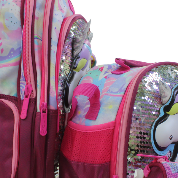 3M Unicorn School Set 18 Inches – Fuchsia with Backpack, Lunch Bag & Pencil Case