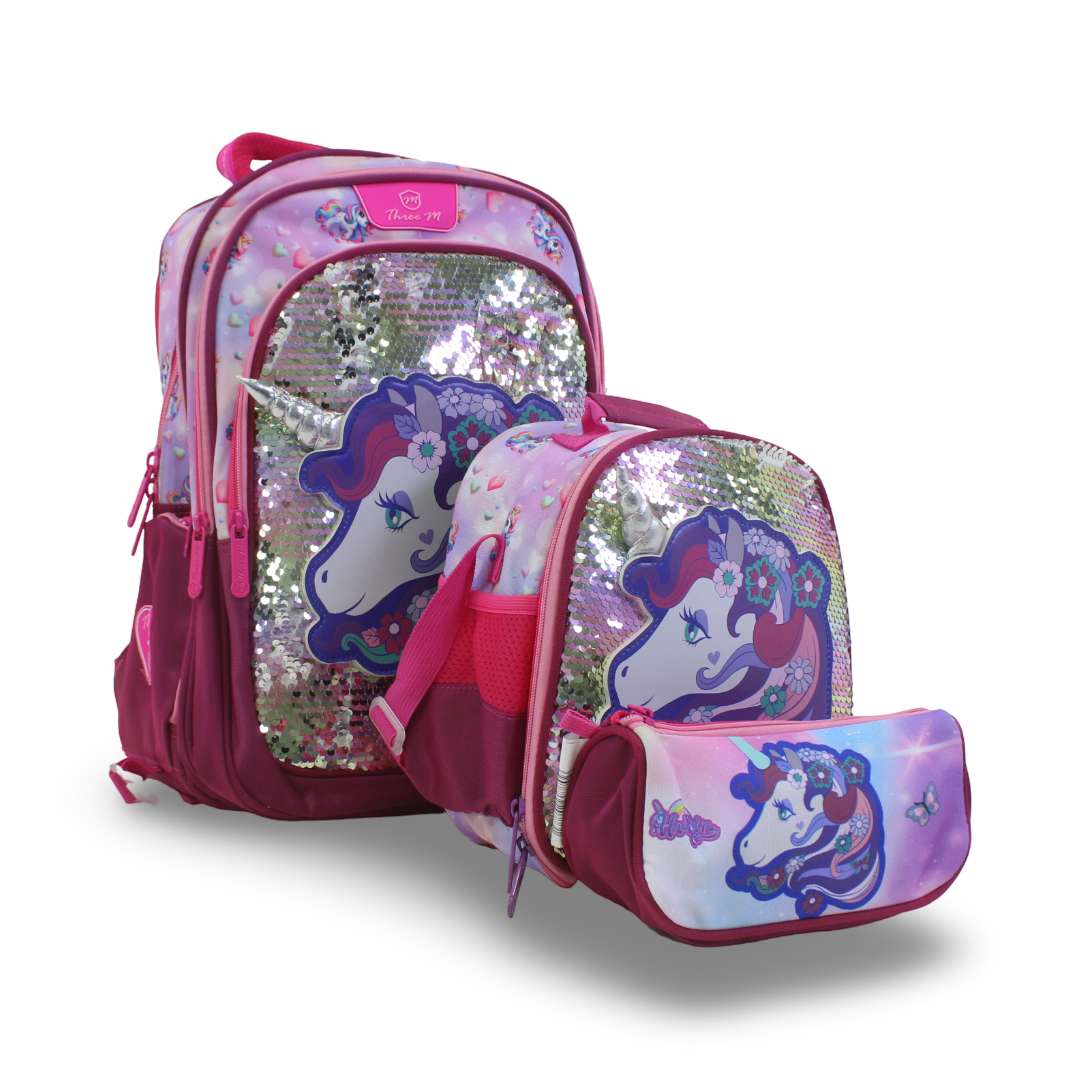 3M Unicorn School Set 18 Inches – Fuchsia with Flowers & Butterflies Print