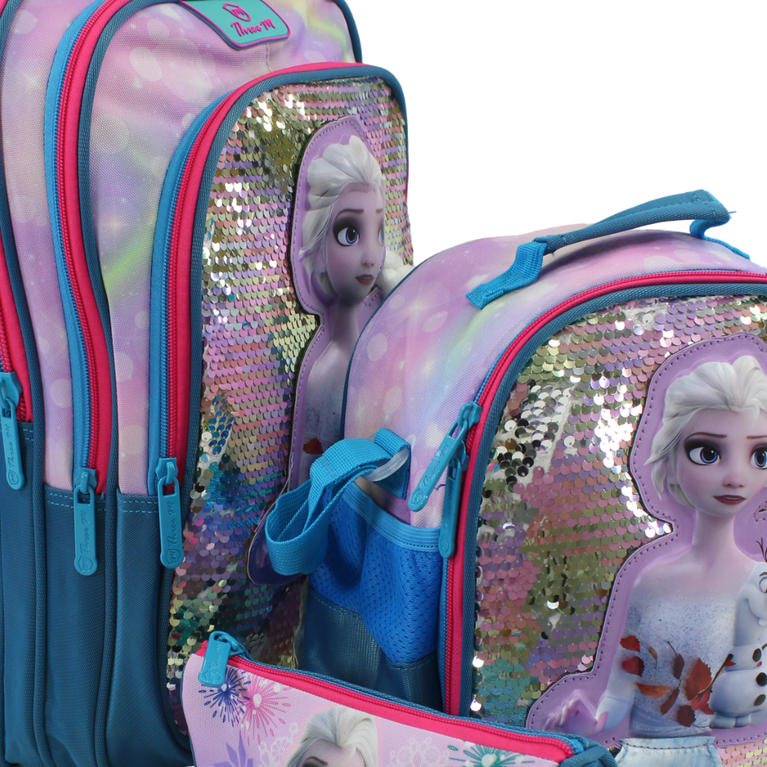 3M Elsa School Set 18 Inches – Turquoise & Purple with Backpack, Lunch Bag & Pencil Case