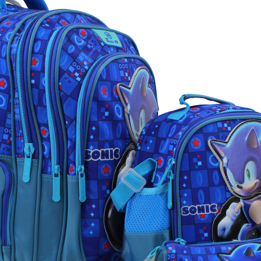 3M Sonic School Set 16 Inches – Turquoise & Blue with Backpack, Lunch Bag & Pencil Case