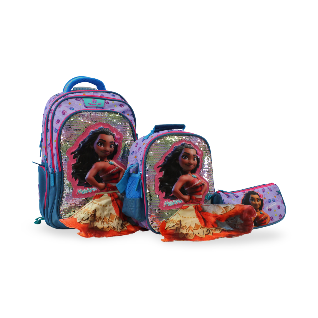 3M Moana School Set 16 Inches – Purple & Turquoise with Backpack, Lunch Bag & Pencil Case