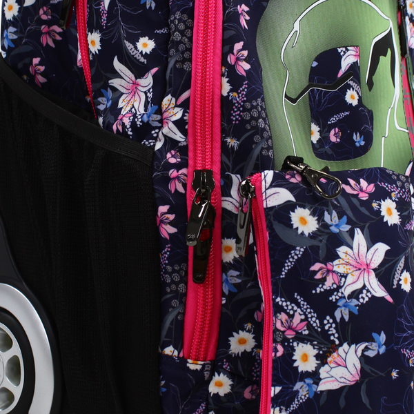 3M Floral Trolley School Bag with Pencil Case – Navy (20 inches)