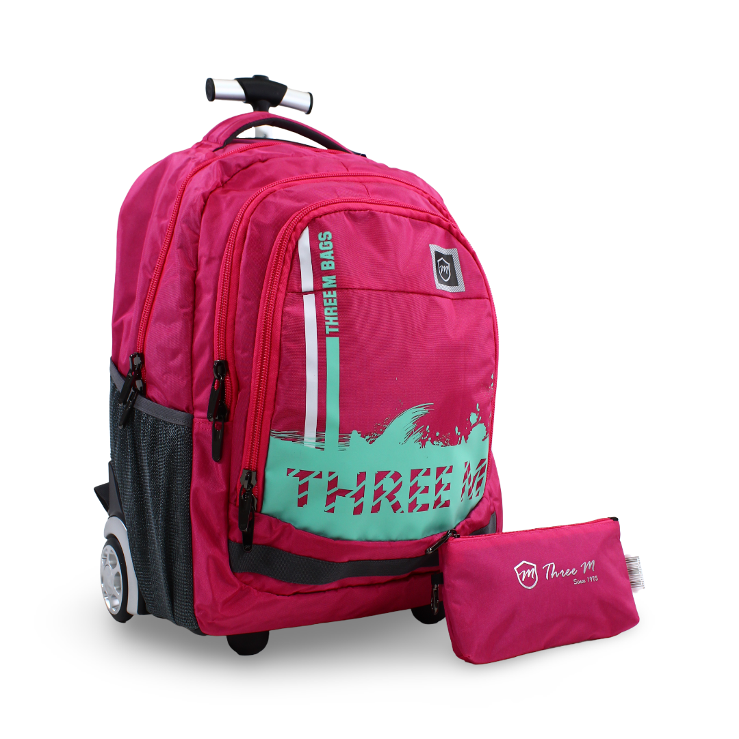 3M Trolley School Bag with Pencil Case – Fuchsia (20 inches)