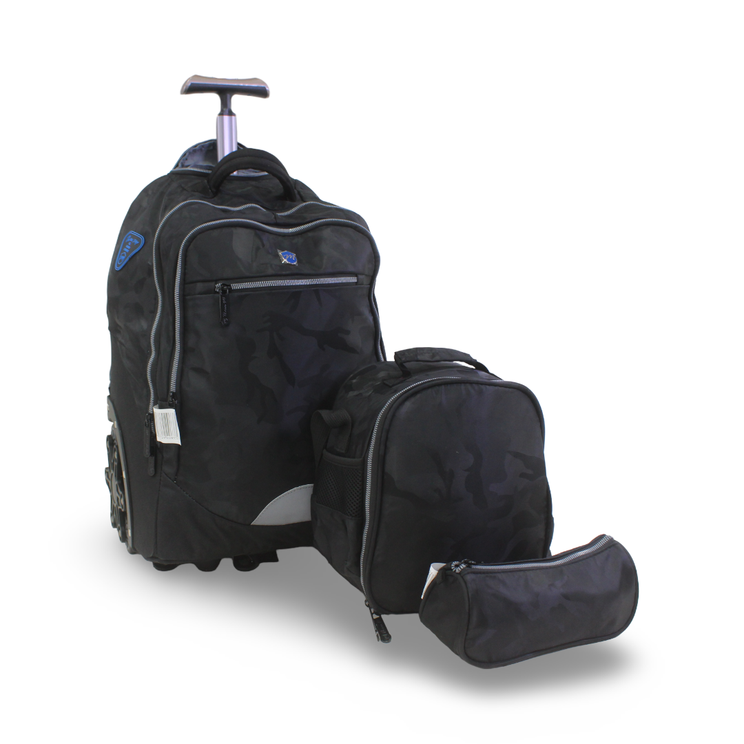 3M Trolley School Bag Set – Black with Pencil Case & Lunch Bag
