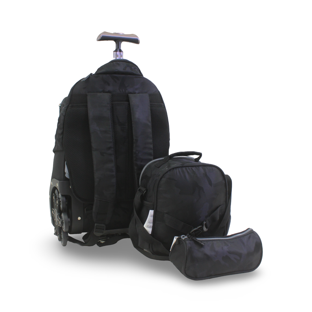 3M Trolley School Bag Set – Black with Pencil Case & Lunch Bag
