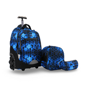 3M Geometric Pattern Trolley School Bag Set – Blue with Pencil Case & Lunch Bag