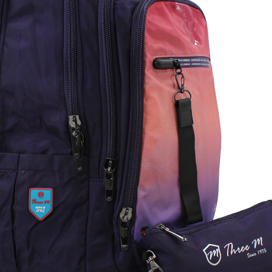 3M Backpack with Pencil Case – Salmon & Purple