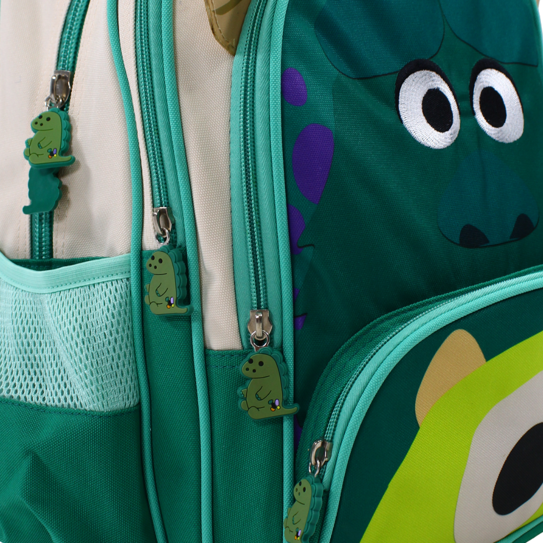 3M KG Backpack – Beige & Green with Character Print