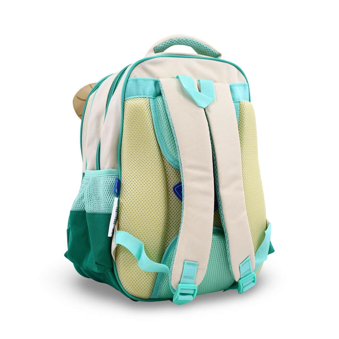 3M KG Backpack – Beige & Green with Character Print