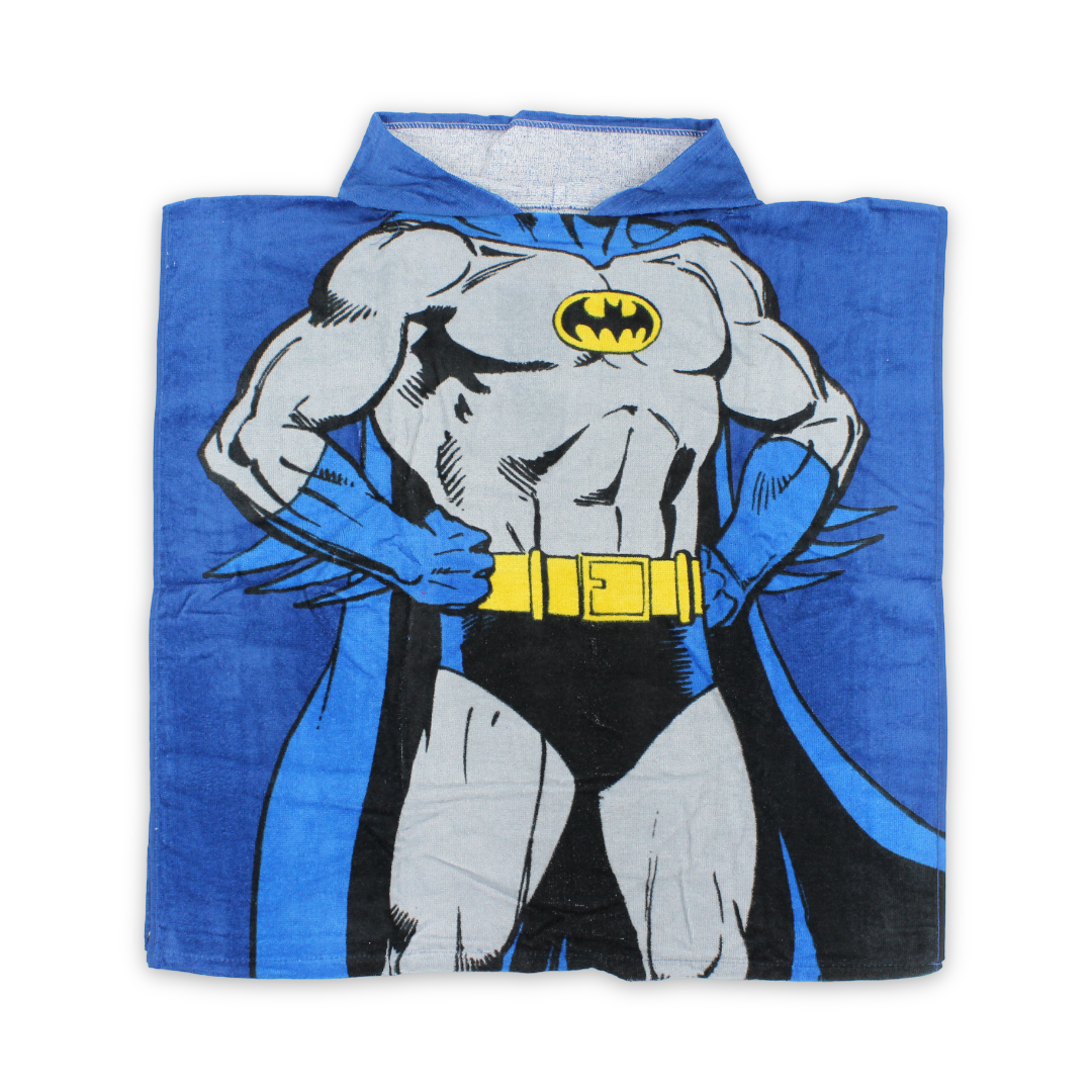 Boys Poncho – Blue with Batman Print