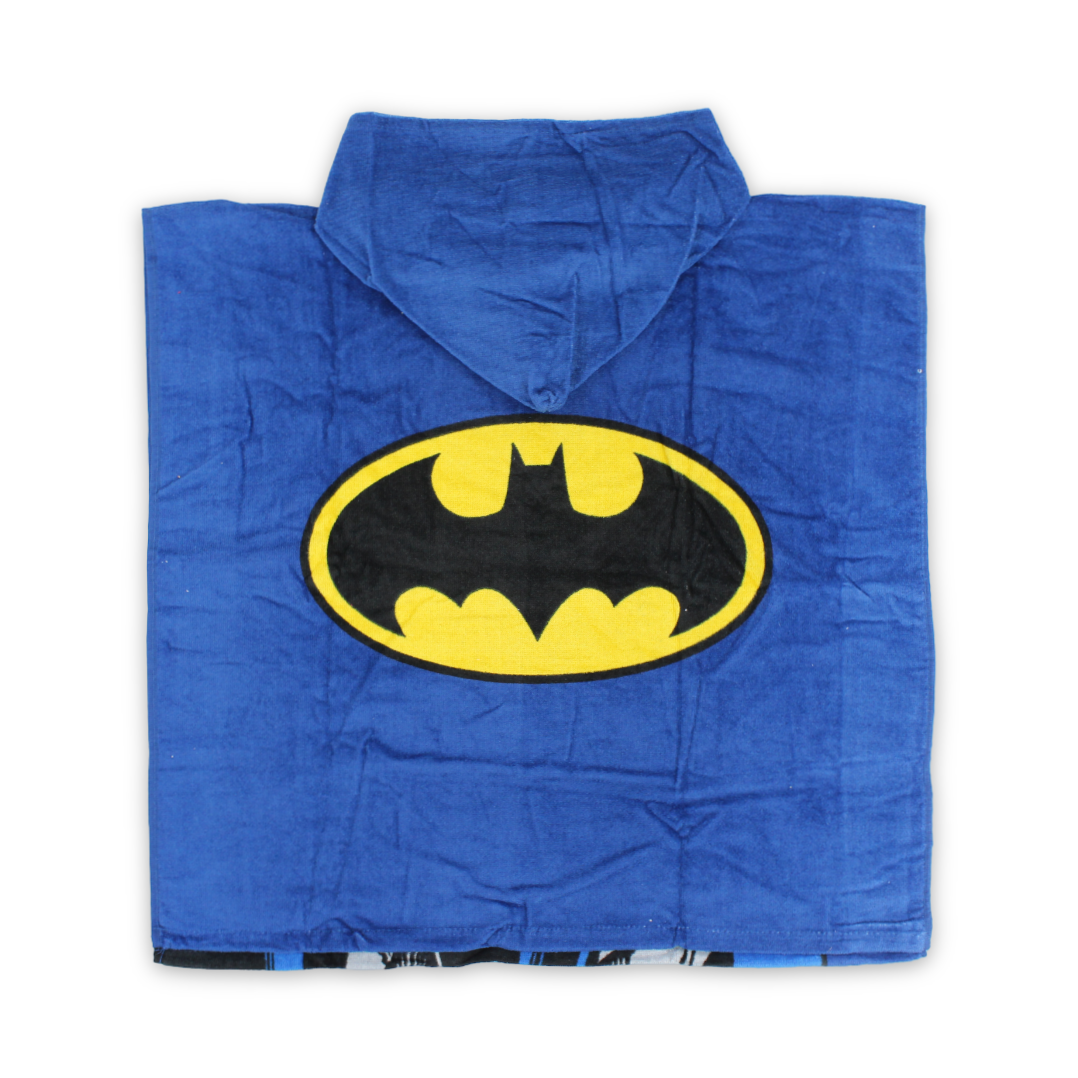 Boys Poncho – Blue with Batman Print