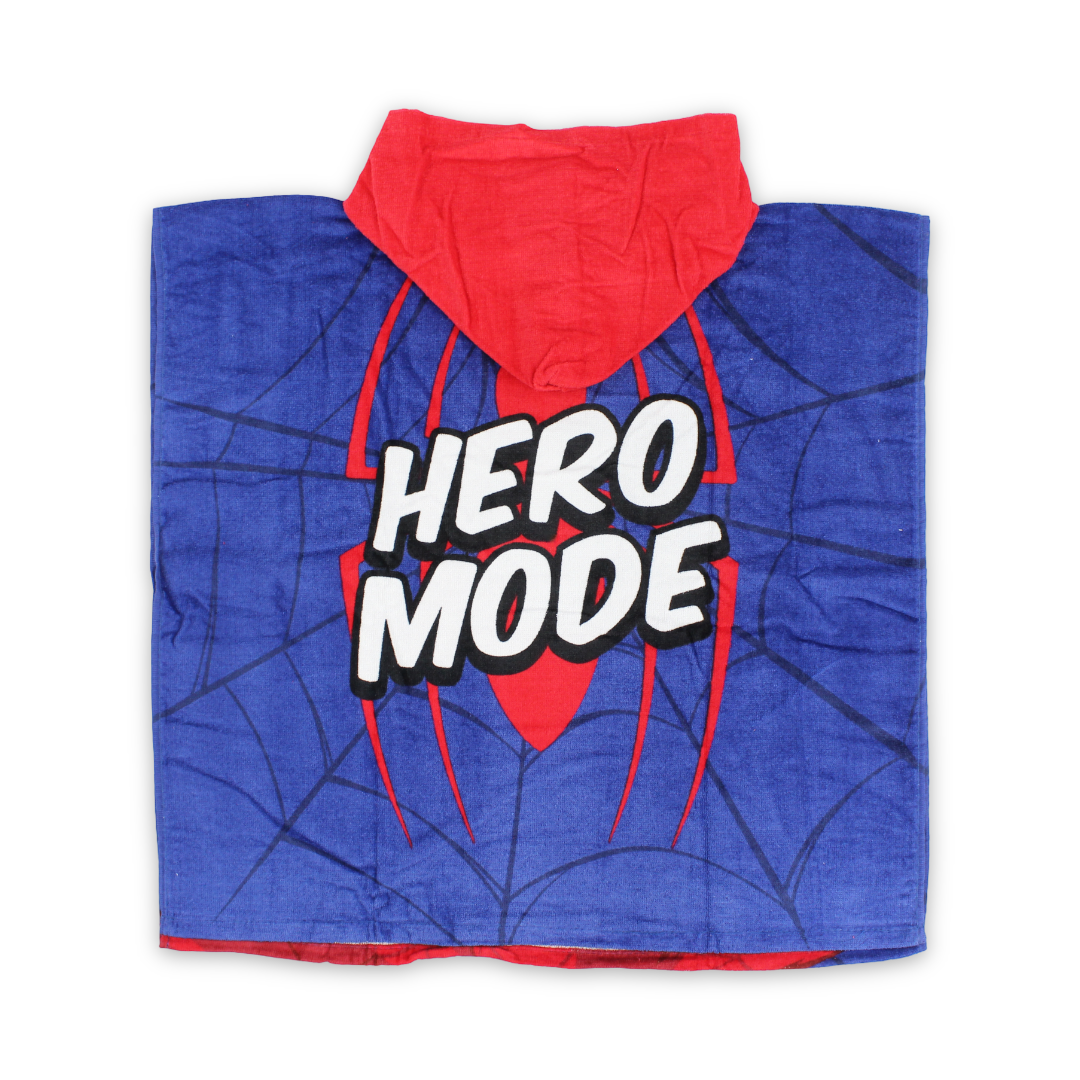 Boys Poncho – Red with Spider-Man Print