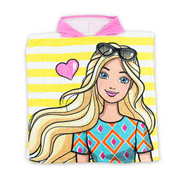 Girls Poncho – Multicolor with Barbie Print