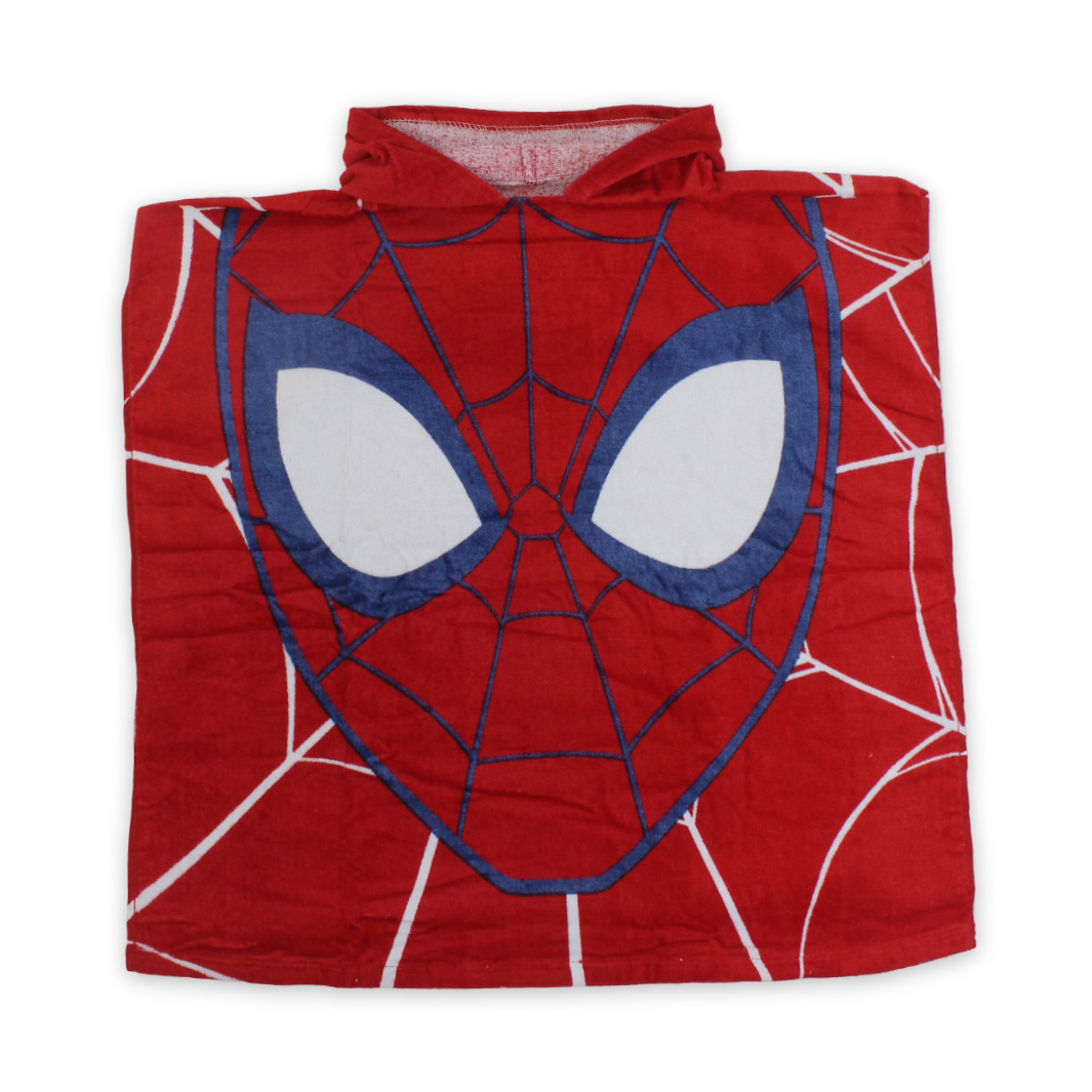 Boys Poncho – Red with Spider-Man Print