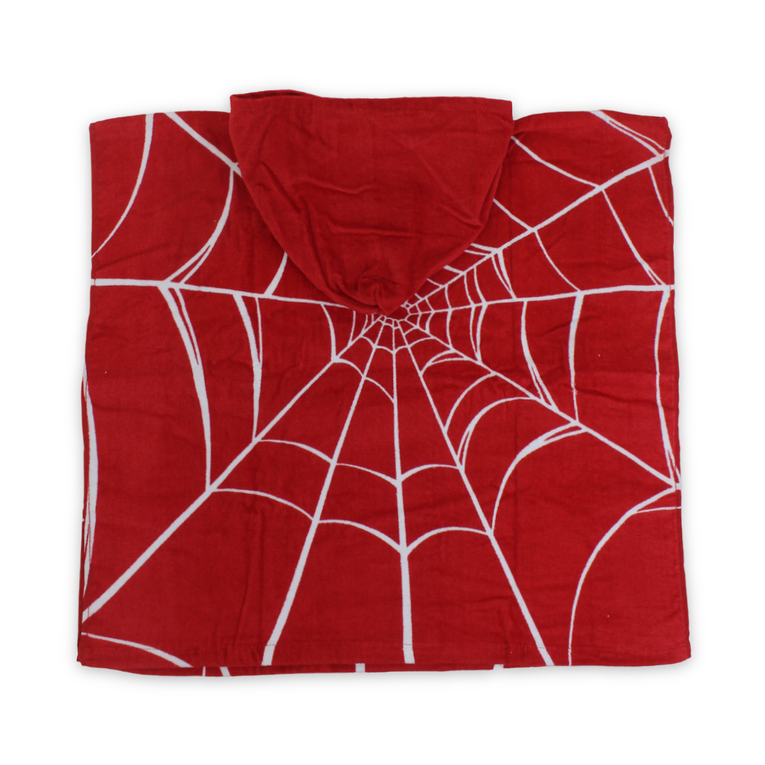 Boys Poncho – Red with Spider-Man Print