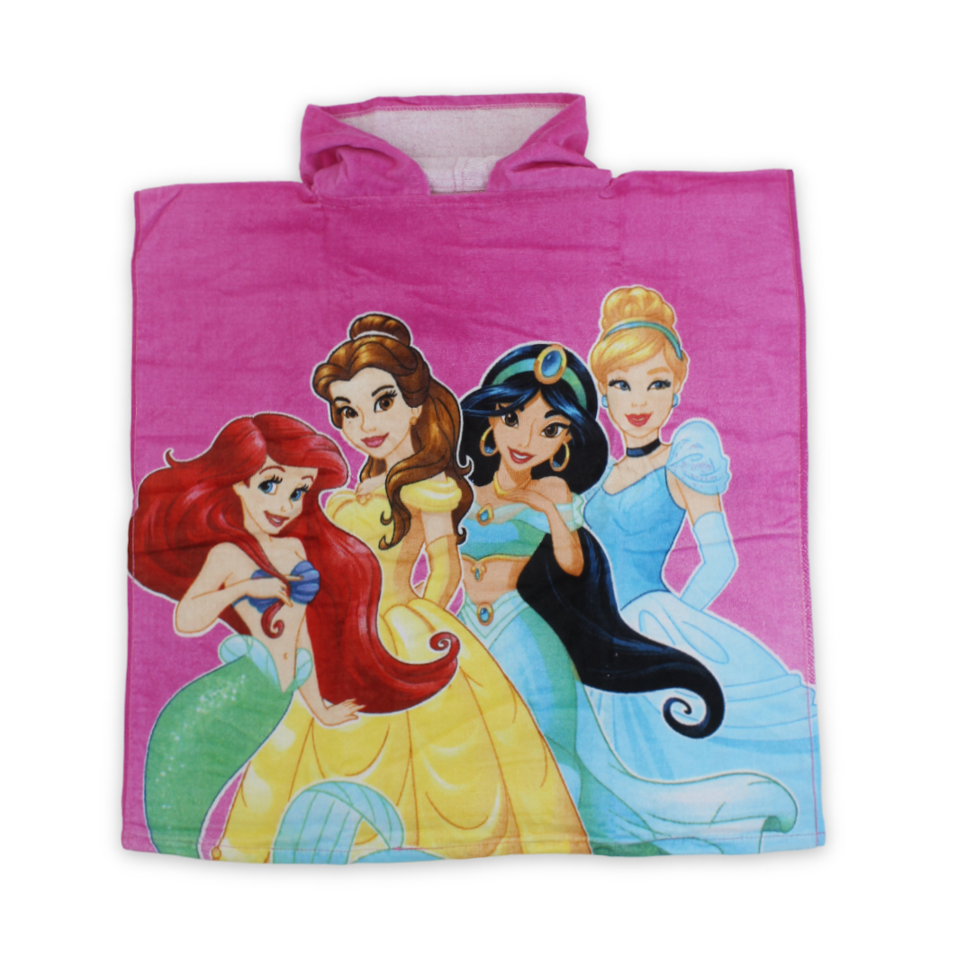 Girls Poncho – Pink with Princess Print
