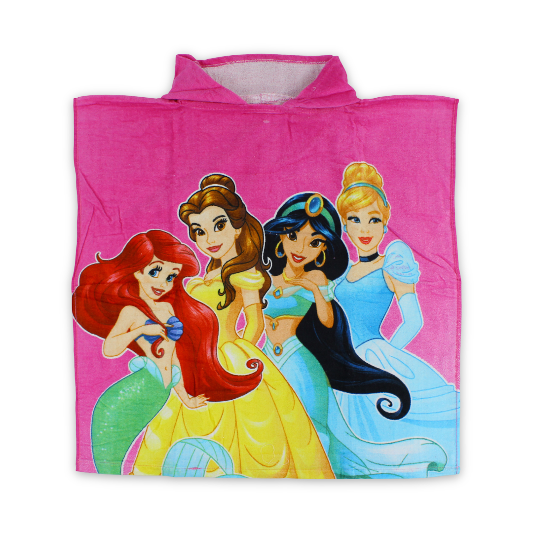 Girls Poncho – Pink with Princess Print