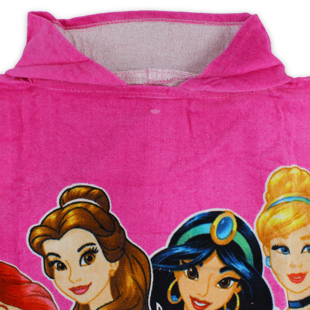 Girls Poncho – Pink with Princess Print