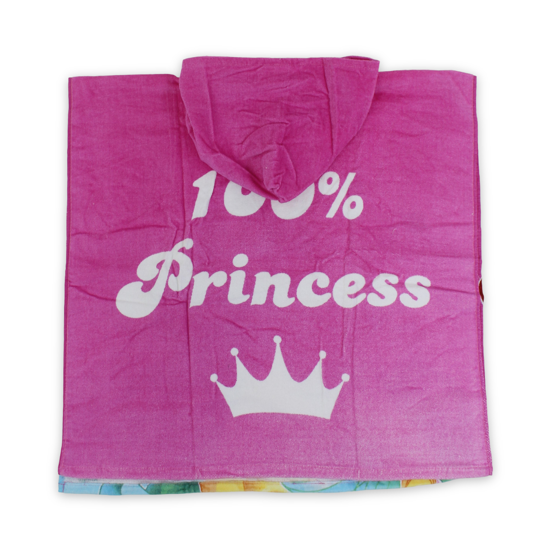 Girls Poncho – Pink with Princess Print
