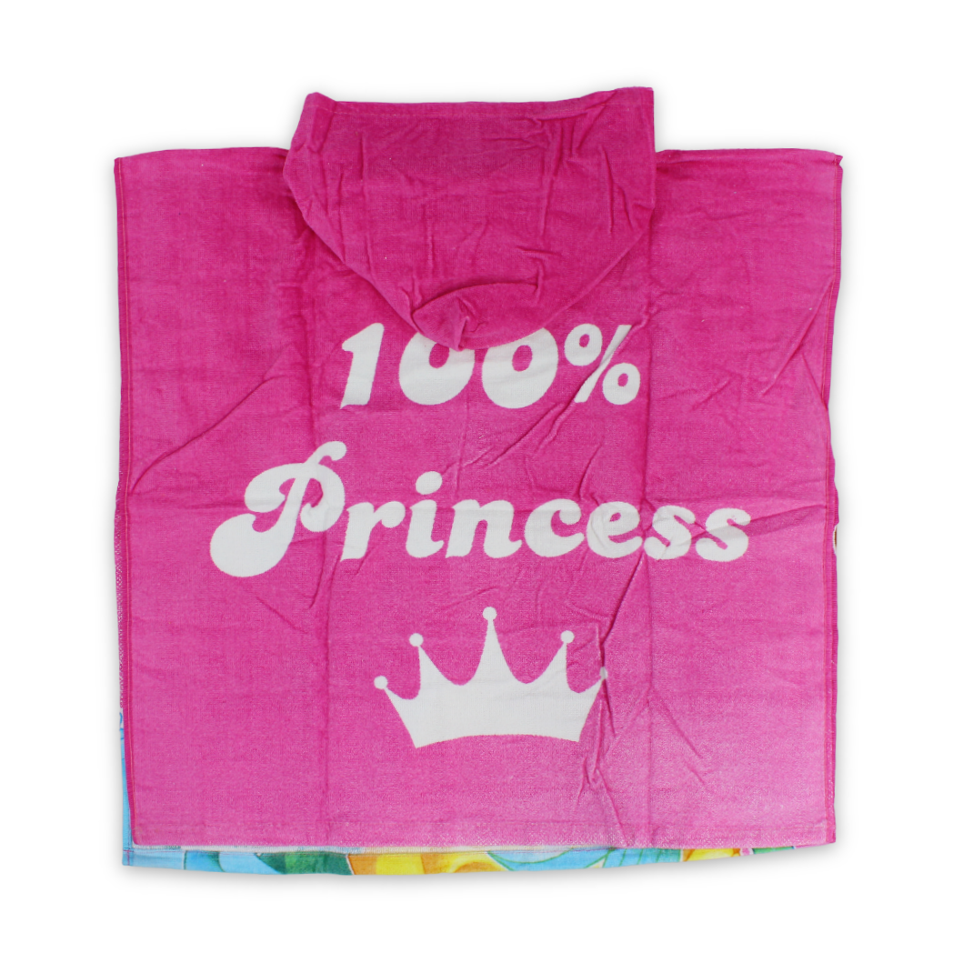 Girls Poncho – Pink with Princess Print