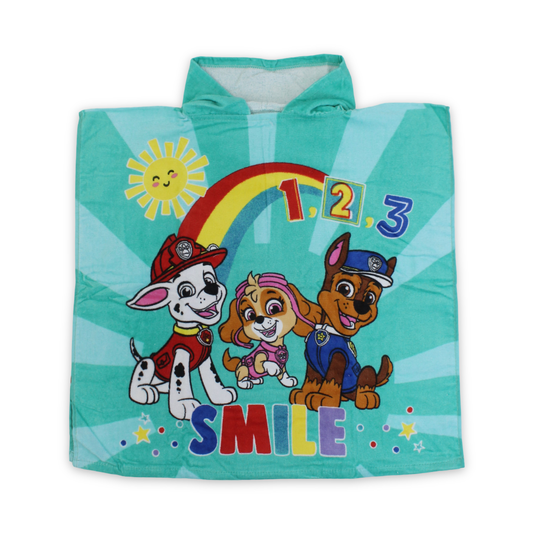 Unisex Poncho – Turquoise with "Smile" Print