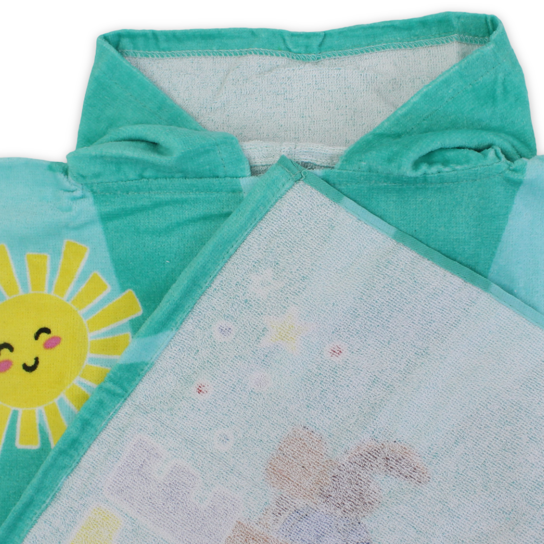 Unisex Poncho – Turquoise with "Smile" Print