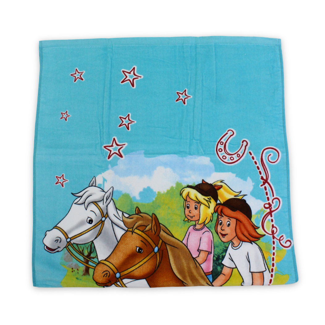 Unisex Beach Towel – Aqua with "Bibi & Tina" Print
